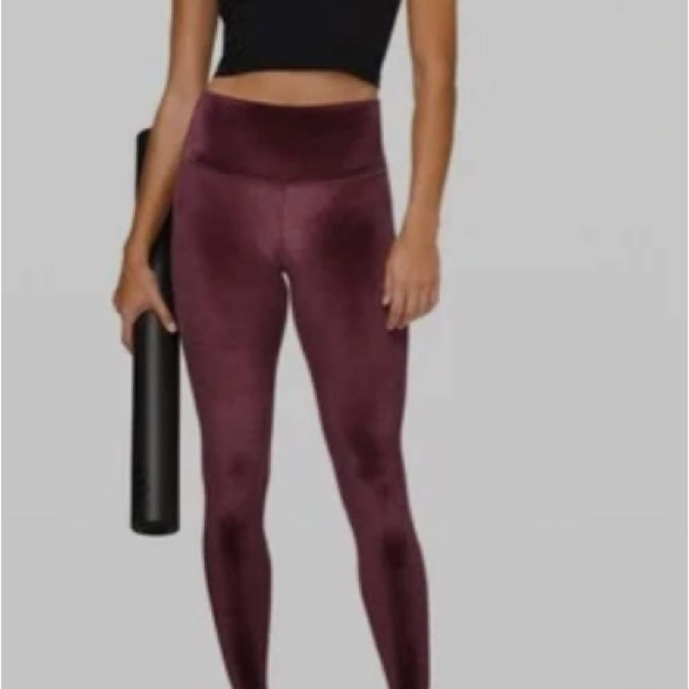 Women's Purple High-Waisted Leggings Velvet - Wunder Lounge